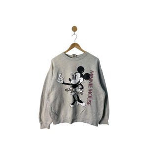 Vintage Minnie Mouse Sweatshirt | Dia Club Disney | Women’s M | Grey Pullover | 90s Retro Style