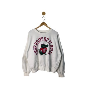 Moletom raro vintage da Universidade da Flórida, pulôver universitário, pulôver, gola redonda, faculdade dos EUA/grande, moletom folgado feminino