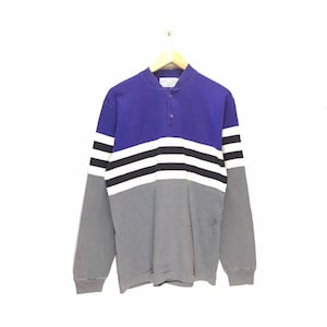 Rare Vintage Columbia Sweatshirt/ Portland Oregon / Blue Sweatshirt / Multicolour / Striped / Columbia Medium Size