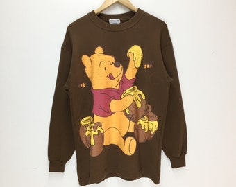 Rare Vintage Winnie The Pooh Sweatshirt / Jumper / Disney / Brown Color / Fullprint Medium Size Pooh Sweater Sweatshirt