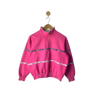 Rare Vintage Yamaha Sweatshirt Motorcycle Half Zip Sweater Pink