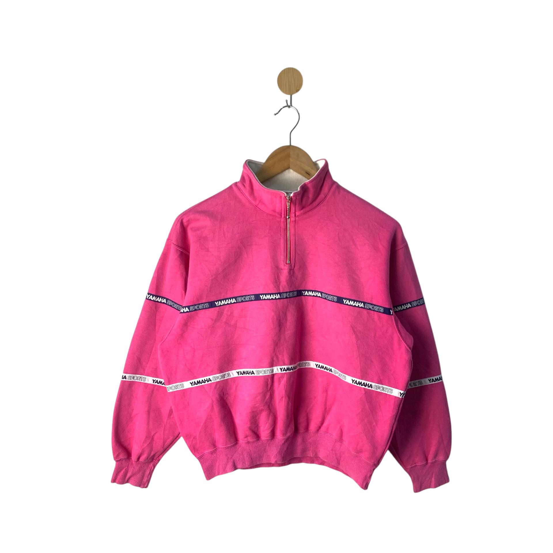 Rare Vintage Yamaha Sweatshirt Motorcycle Half Zip Sweater Pink