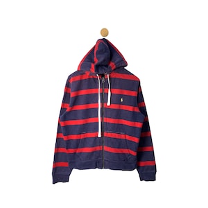 Raro Vintage Polo Ralph Lauren sudaderas con capucha / logotipo bordado / Polo sport Vintage 90s / Polo rugby a rayas / p92 / Polo grande