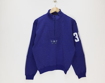 Rare Vintage Wilson Sweatshirt / Half Zipper / Tokyu Ski Club / Blue Colour Sweater / Nice Condition Small Size