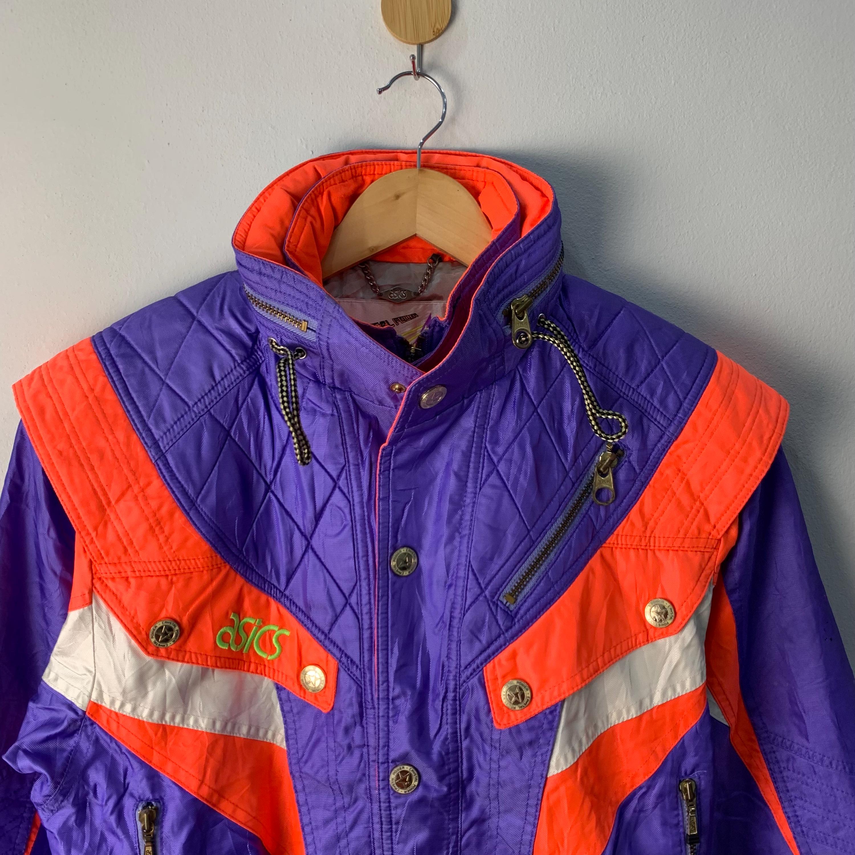 ジャケット・アウター 80s-90s vintage asics bomber shell JKT Rare Vintage Asics Jacket Multicolor Blue Winter Ski Jacket