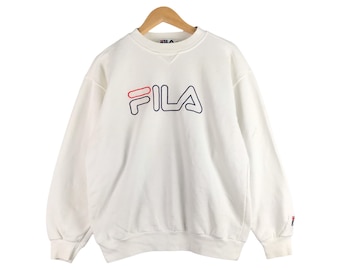 Rare Vintage Fila Sweatshirt / Half Zipper / Embroidery /jumper sportswear / Fila Large Size