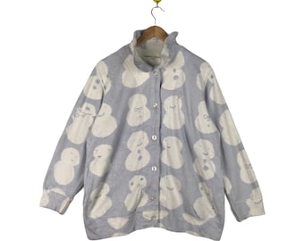 Rare Vintage Tsumori Chisato Fleece Sleepwear Sweatshirt / Blue Design Blink Colour / Sleepswear / medium Size / Designer Issey Miyake