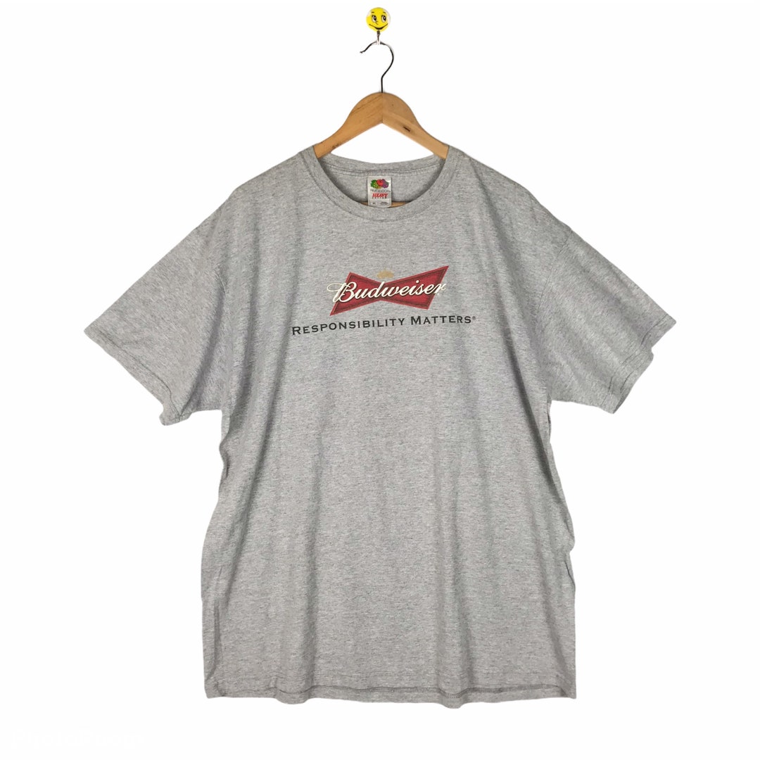Vintage Budweiser T-shirt / 90s Budweiser Racing / Grey Shirt