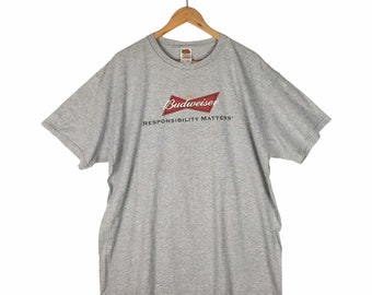 Vintage Budweiser T-shirt / 90s Budweiser Racing / grey Shirt / Budweiser xLarge Size
