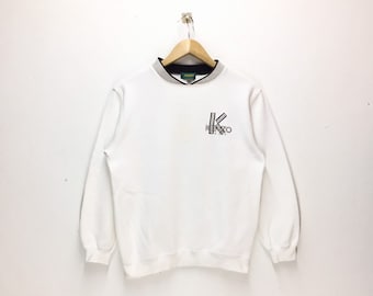 Vintage 90s Kenzo Knit Sweatshirt: Embroidered Logo, Made in Japan 