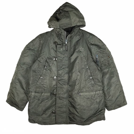 Vintage Alpha Industries Jacket Hooded / Green Arm