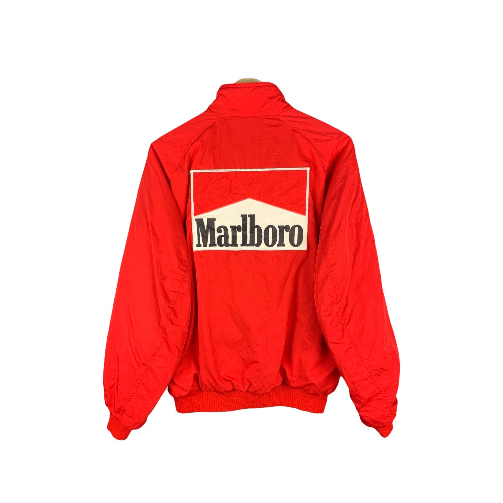 Rare Vintage Marlboro Jacket 90s / Motorcycle Jacket / Full MultiPocket  Zipper / Embroidery Big Logo Patches / Large Jacket