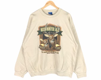 Vintage Puritan Sweatshirt / Animal Sweatshirt / Beer Hunter Ale / Buckshot / Twosday / Big Logo / Nice Design large
