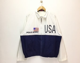 Zeldzame Vintage Polo Sport Windbreaker Ralph Lauren Sweatshirt / Big Logo / Polo sport Vintage jaren 90 / P92 Collector / Polo Sport Large Size