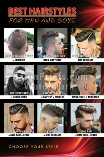 Hair Salon Poster Mesh Vinyl Best Hairstyles for Men and - Etsy