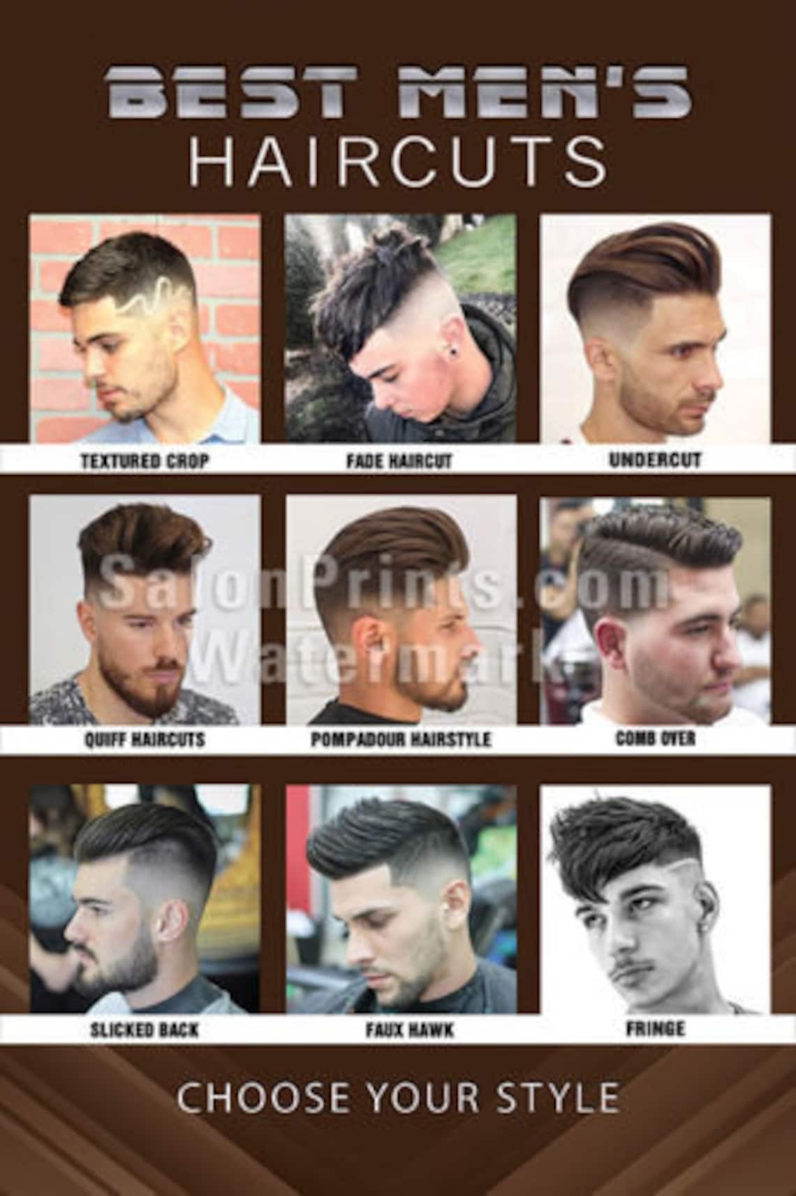 Hair Salon Poster Mesh Vinyl Cool Men’s Hairstyles | Etsy