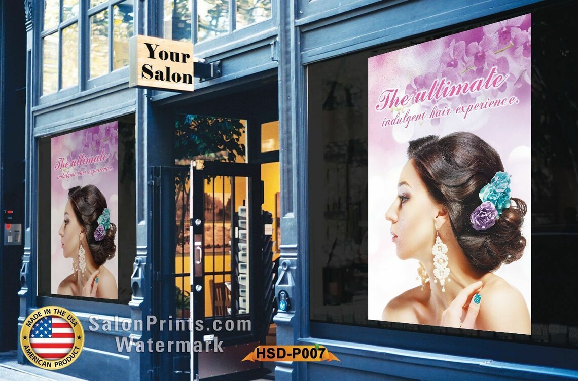 Hair Salon Poster Mesh Vinyl Hair Salon Poster and Beautiful Etsy