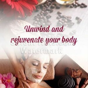 Relaxing Spa Salon Poster with Sugar Scrub Nail Salon Poster P-200 Relaxing Spa Salon Poster with Sugar Scrub Nail Salon Poster P-200
