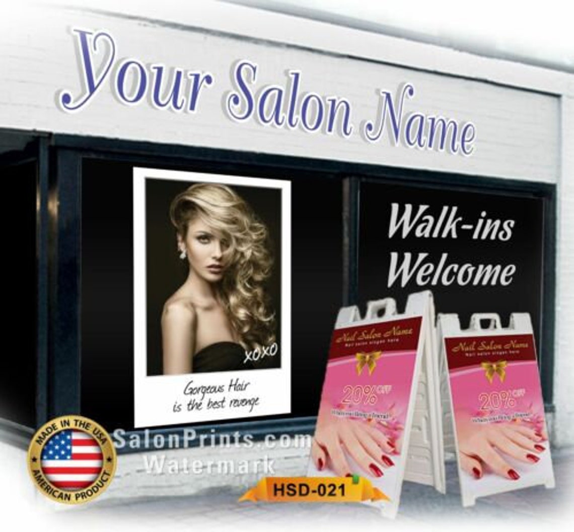 Hair Salon Poster Mesh Vinyl Hair Salon with Beautiful Etsy