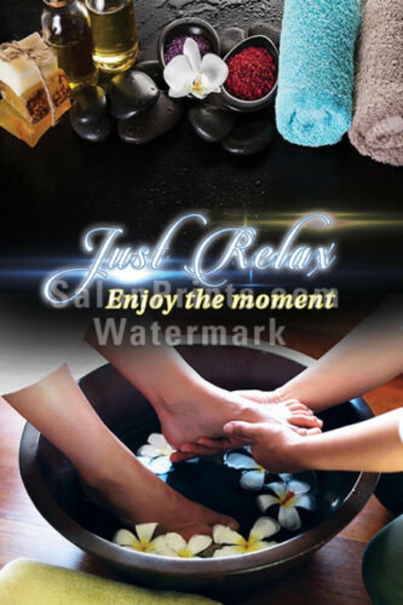 Nail Salon Poster Relaxing Foot Massage Hot Stone Pedicure Etsy
