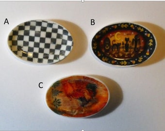 Dollhouse miniature accessory in twelfth scale or 1:12 scale. Serving Platters.  Item #N749.