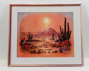 Dollhouse miniature accessory in twelfth scale or 1:12 scale. Arizona desert print (not framed).   Item #N305.