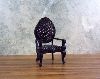 Dollhouse miniature furniture in twelfth scale or 1:12 scale. Victorian style arm chair.  Item #N770.