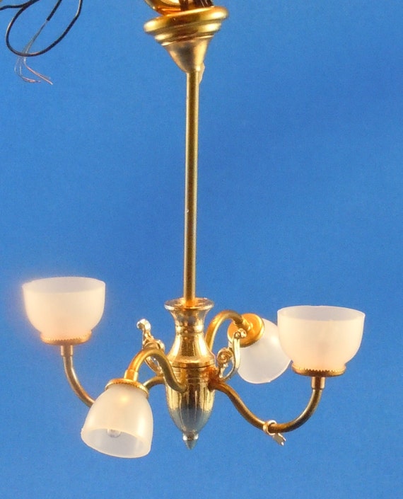 Dollhouse Miniature Accessory 4 Light 12V Chandelier by Lightning
