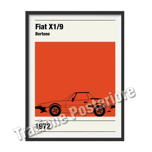 Graphic poster Fiat X1/9 multicolors theme