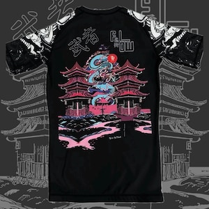 Tokyo, Dragon Jiu Jitsu Rashguard heren brazilian jiu jitsu, vechtsporten Japans, heren BJJ Rashguard korte mouw