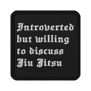 Brazilian Jiu Jitsu Introverted Patch (3x3inch), Fully Embroidered Iron/Sew on Badge, BJJ Kimono Gi, Martial Arts