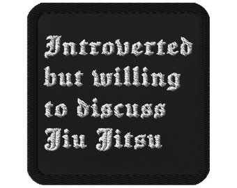 Brazilian Jiu Jitsu Introverted Patch (3x3inch), Fully Embroidered Iron/Sew on Badge, BJJ Kimono Gi, Martial Arts