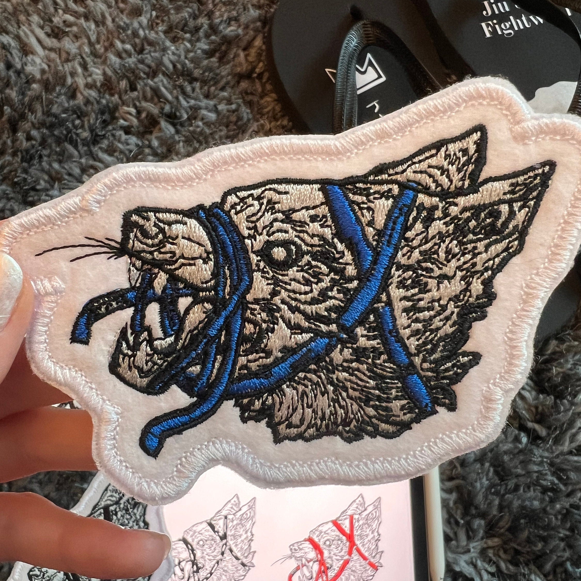 Brazilian Jiu Jitsu Patch (4x4inch), Fully Embroidered Iron/Sew on Badge, Wolf, Blue Belt Purple Belt Brown, BJJ Kimono Gi, Martial Arts