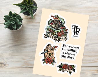 Jiu Jitsu Tattoo Inspired Sticker Pack, BJJ, Jiu Jitsu Gift Idea