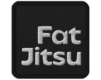 Brazilian Jiu Jitsu Fat Jitsu Patch (3x3inch), Fully Embroidered Iron/Sew on Badge, BJJ Kimono Gi, Martial Arts