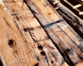 Tablero de mesa, tabla de madera, losa maciza de roble reciclado, 4 cm de grosor, personalizable.