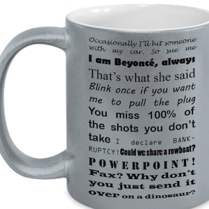 The Office Mug - Best Of Quotes, 11oz White Metallic Mug - Dwight Schrute & Michael Scott Lines, The Office Gift, Television Show No. 10