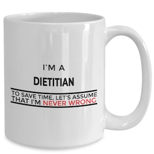 Registered dietitian gifts - coffee mug for registerd nutritionist, tea/coffee cup for dietitians; graduation gift