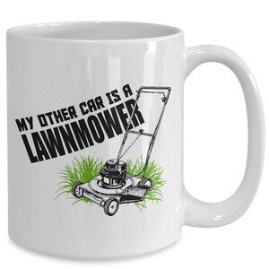Lawn mower coffee mug - yard care, gardening present - funny birthday mug - lawn mowing cup - football pitch maintenance
