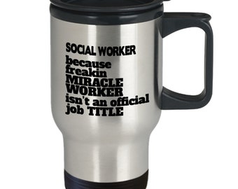 Maatschappelijk werker waardering geschenken - maatschappelijk werker koffie reizen mok voor vrouwen mannen - sociaal maatschappelijk werker dank u / thermos RVS