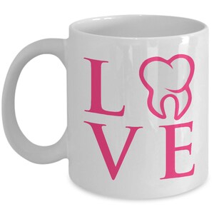 Teeth Mug: &quot;Love&quot;; Handmade Cup 11 Oz Funny Teeth/Tooth Tea & Coffee Mug