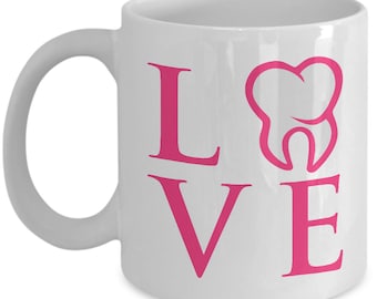 Teeth Mug: "Love"; Handmade Cup 11 Oz Funny Teeth/Tooth Tea & Coffee Mug