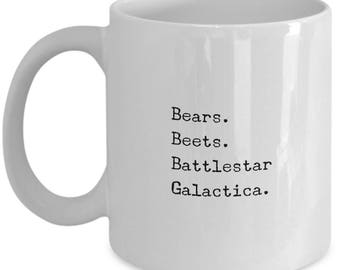 The Office Show Mug: "Bears, Beets, Battlestar..." - Dwight Schrute Quote, Television Show No. 11