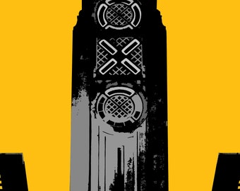 The Oxo Tower original artwork, London, Litho Style Print, A4 Print, London Art Print, Christmas gift