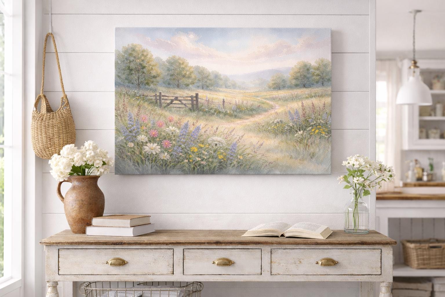 Texas Wildflower Meadow Canvas Art – Farmhouse Landscape Print - Etsy