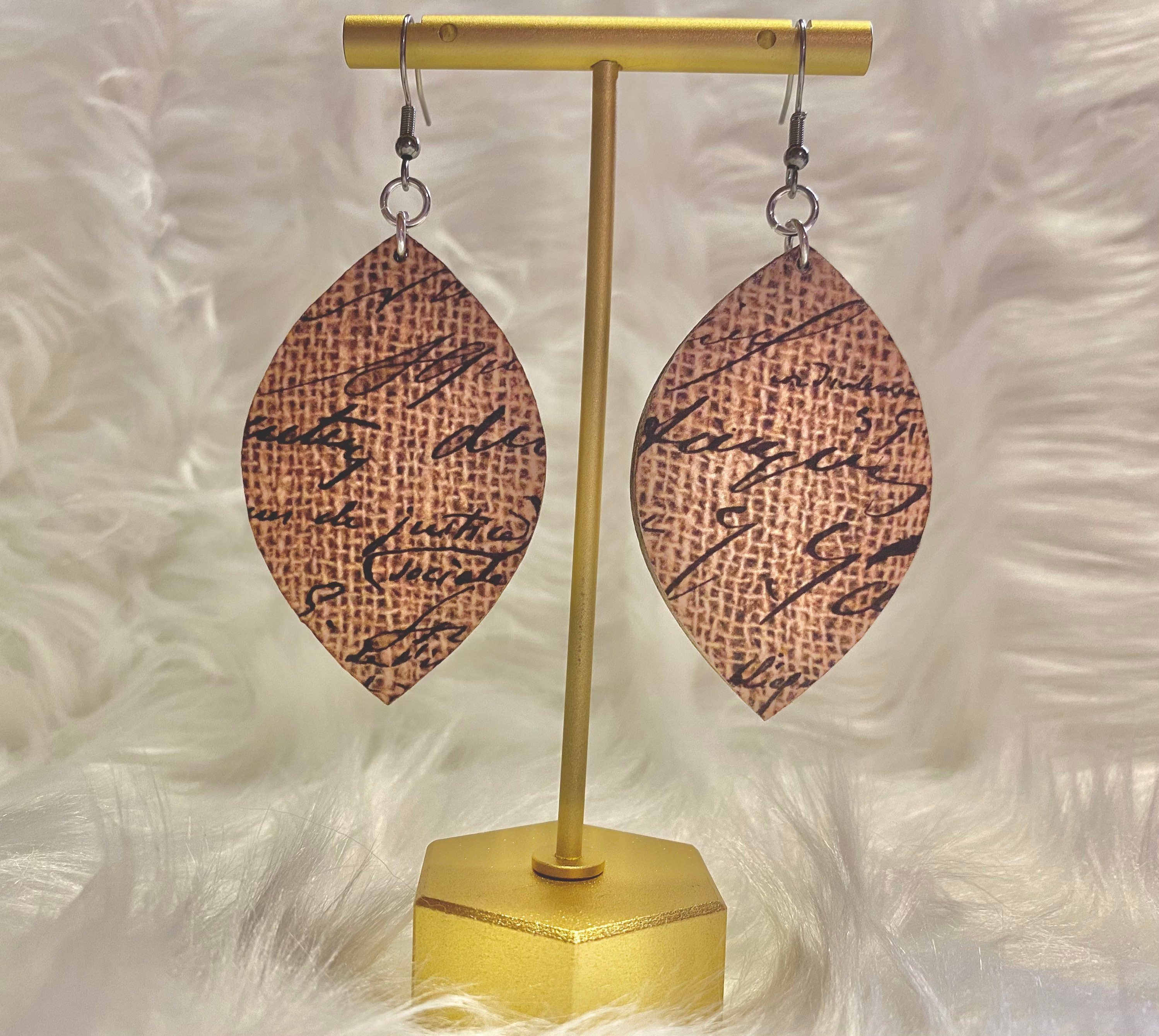 Wooden Earrings Decoupage Earrings Nickel Free Earrings Etsy