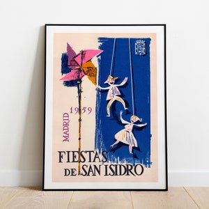 Impresión artística, póster y arte mural de Madrid - Fiesta española - Decoración vintage de los años 50