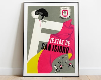 Spanish Fiesta Print Poster - Vintage Madrid Print - Mid-century 1960s Wall Art