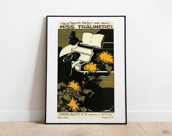 Ethel Reed - Miss Traumerei Poster: 1895 Art Nouveau Woman Playing Piano