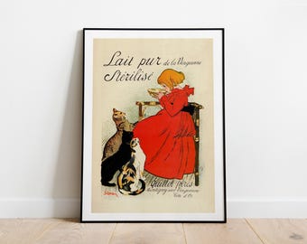 Vintage Cat Poster: French Art Nouveau Print, Steinlen Art